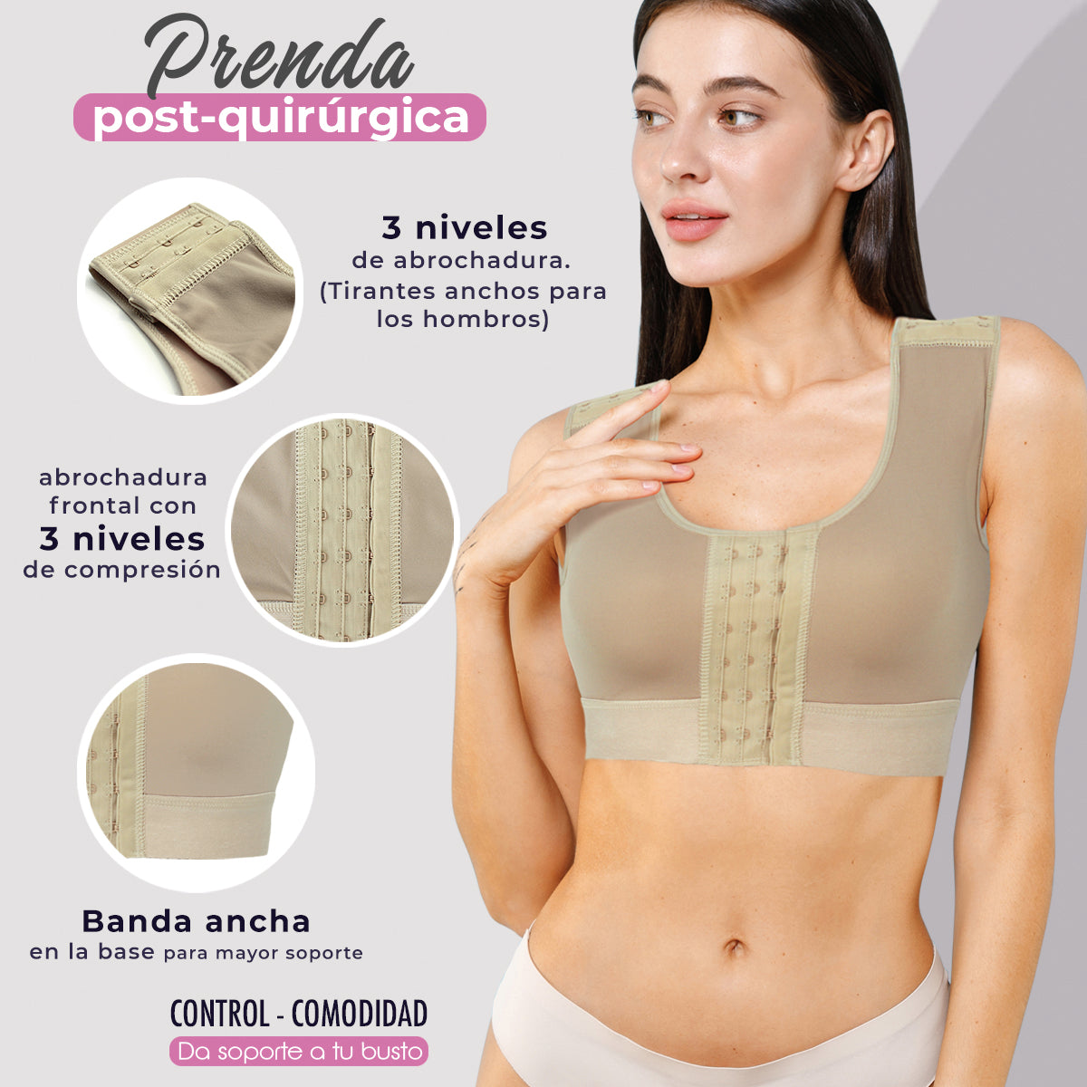 Encuentra el nivel de compresión perfecto con nuestro brasier post operatorio