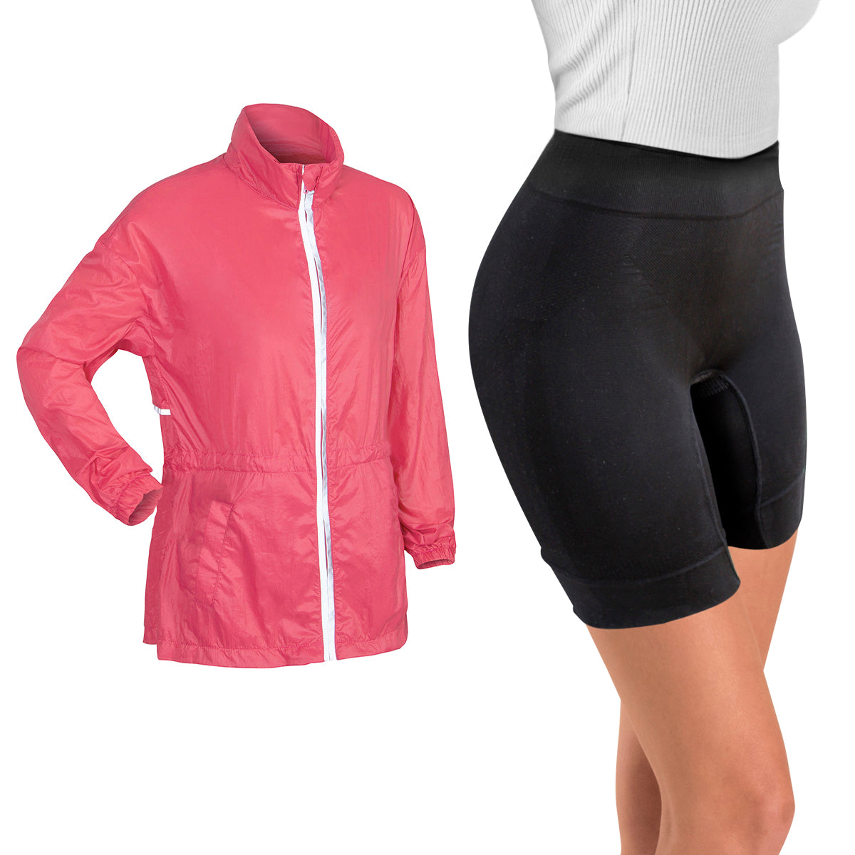 Chamarra rompevientos unisex y short biker Terra con tecnología push up.