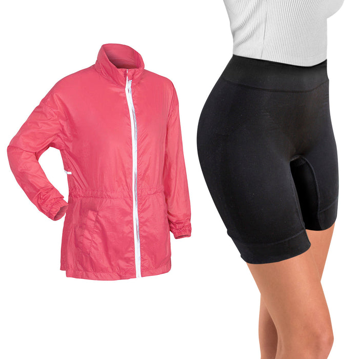 Chamarra rompevientos unisex y short biker Terra con tecnología push up.